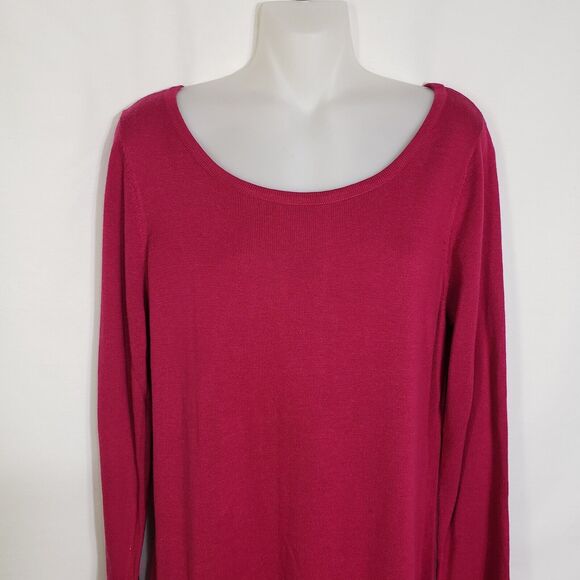 Fever Womens Sweater Dress Large Pink Long Sleeve Knit Knee Length Color Block - Picture 6 of 10